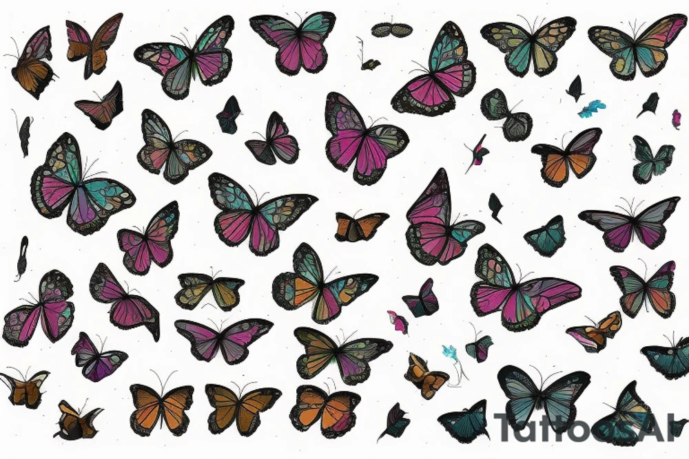 Monarch flying over magnolia blossoms tattoo idea