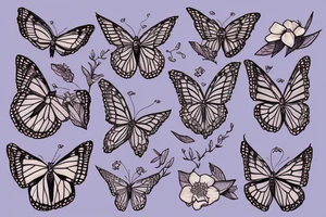 Monarch flying over magnolia blossoms tattoo idea