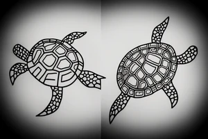 Turtle swimming with moon and constellation behind tattoo idea