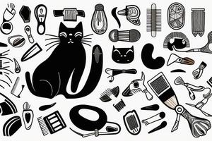 Funny cat grooming himself tattoo idea