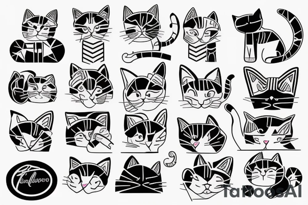 Funny cat grooming himself tattoo idea