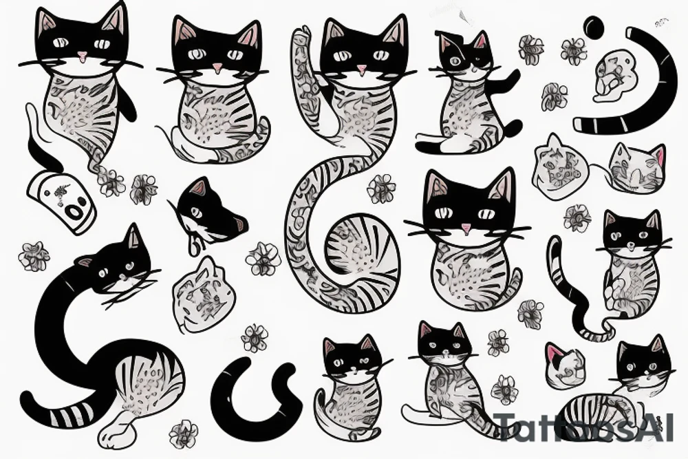 Funny cat grooming himself tattoo idea