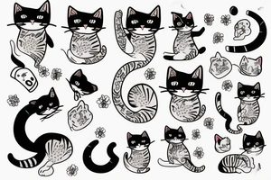 Funny cat grooming himself tattoo idea