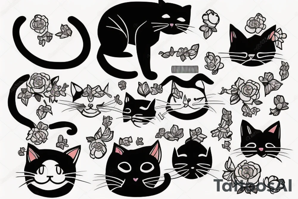 Funny cat grooming himself tattoo idea