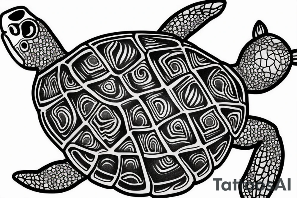 Fine line realistic Turtle tattoo idea