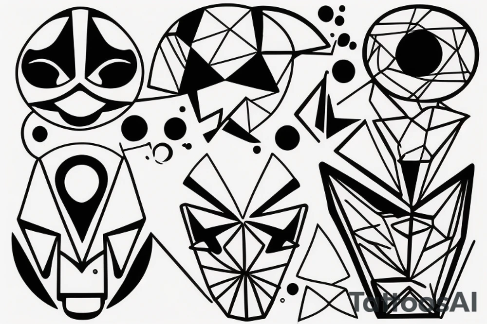 abstract geometric simple minimal tengo mask tattoo idea