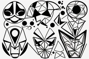 abstract geometric simple minimal tengo mask tattoo idea