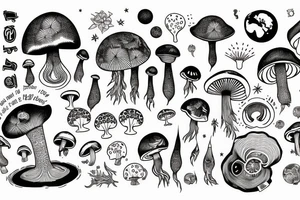 atomic mushroom wraps its roots around the planet earth tattoo idea