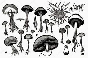 atomic mushroom wraps its roots around the planet earth tattoo idea