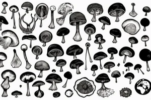 atomic mushroom wraps its roots around the planet earth tattoo idea