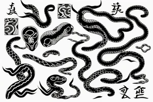 Hanja mask with snakes tattoo idea
