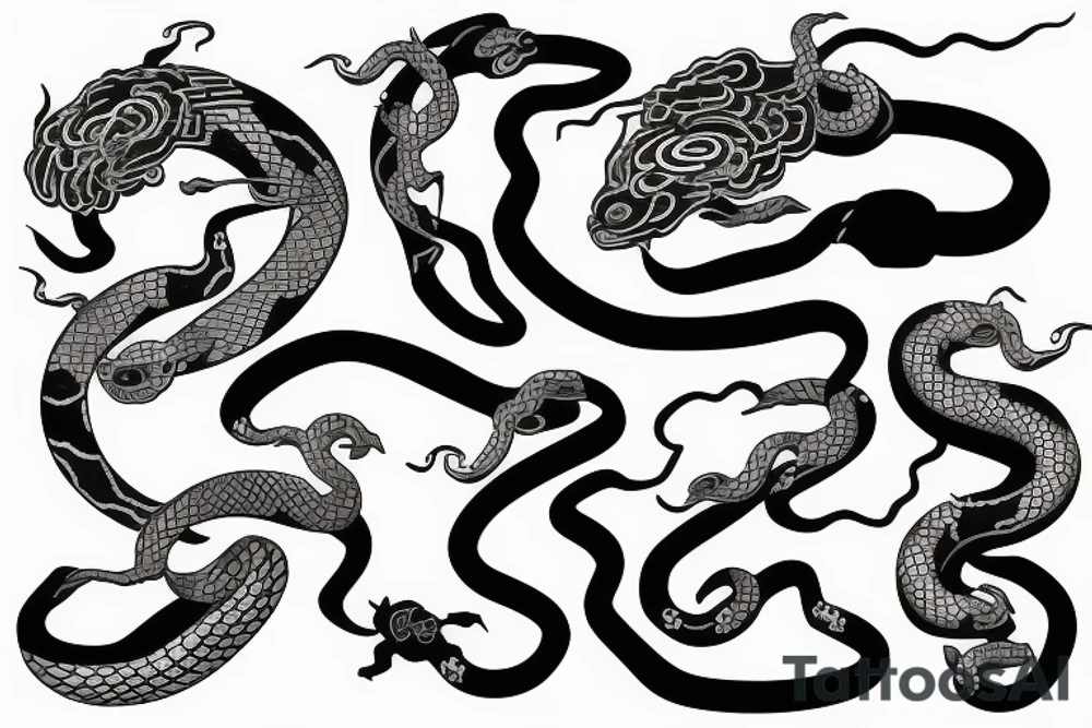 Hanja mask with snakes tattoo idea