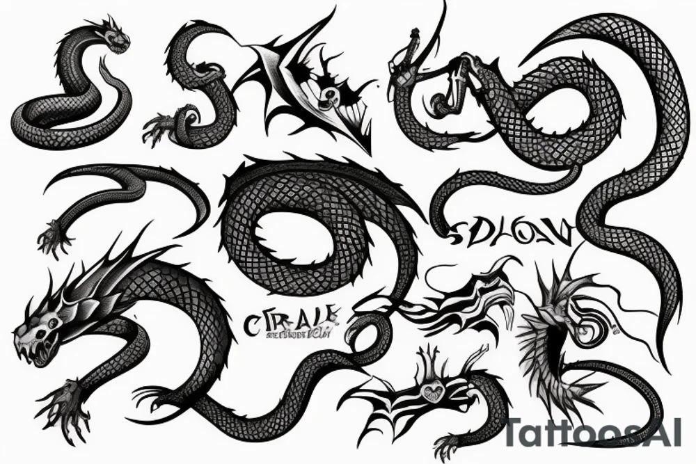 a dracool with snake tattoo idea