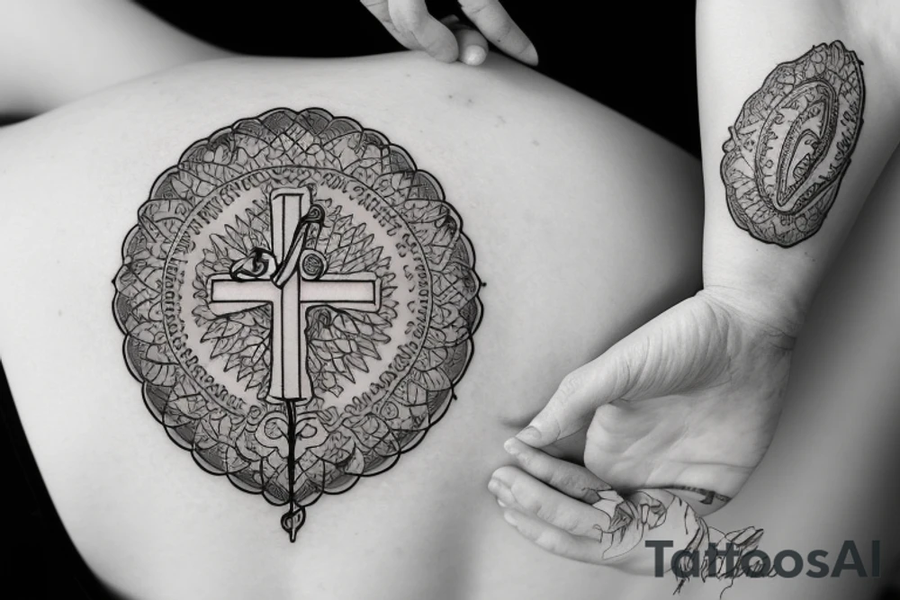 Cross, Christian tattoo for a woman, Beautiful tattoo idea