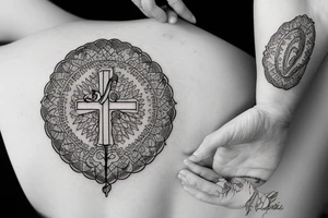 Cross, Christian tattoo for a woman, Beautiful tattoo idea