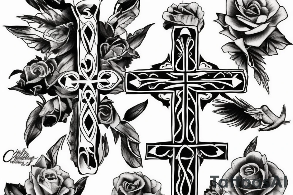 Cross, Christian tattoo for a woman, Beautiful tattoo idea