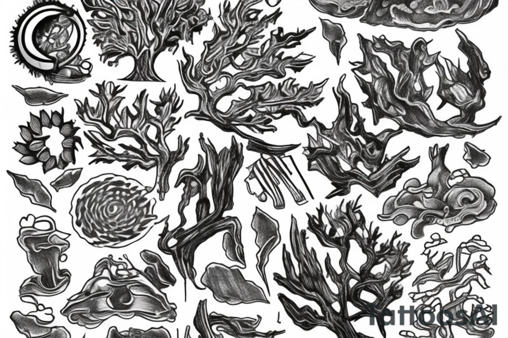 Oak near water stream tattoo idea