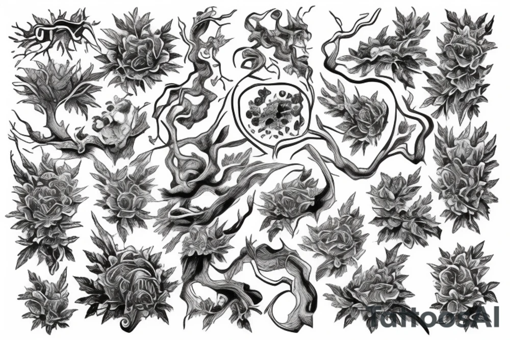 Oak near water stream tattoo idea