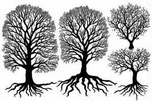 Oak tree near water stream tattoo idea