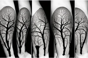 Oak tree near water stream tattoo idea