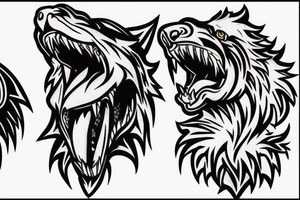 Hell hound wolf snarling climbing down tattoo idea