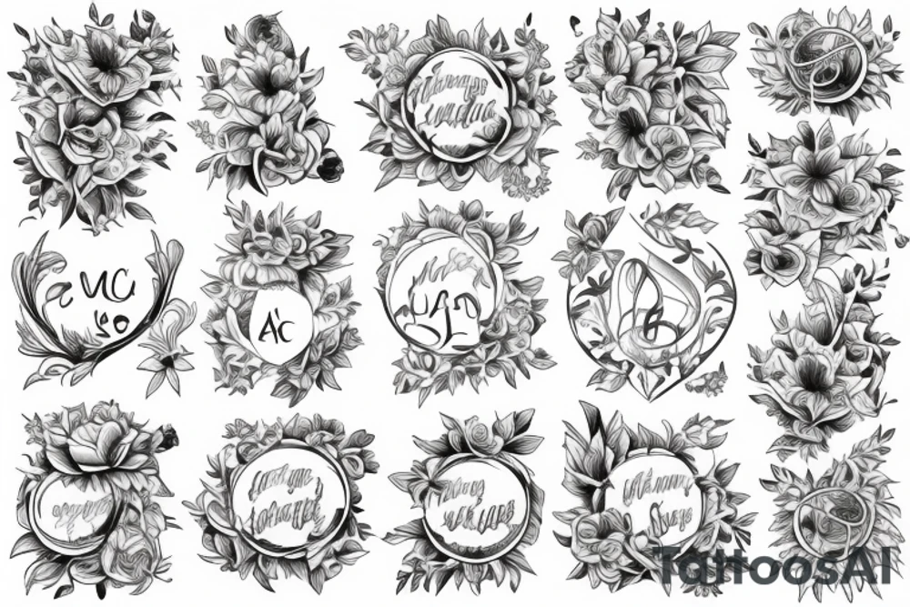Christian Cross, Beautiful flowers, music notes, clean lines tattoo idea