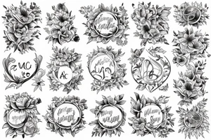 Christian Cross, Beautiful flowers, music notes, clean lines tattoo idea