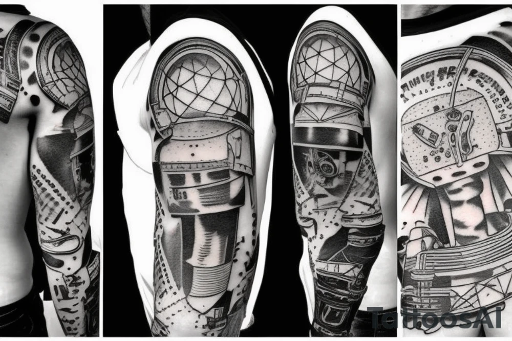 A man dressed to work levitating with a astronaut helmet tattoo idea