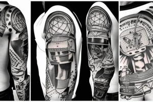 A man dressed to work levitating with a astronaut helmet tattoo idea