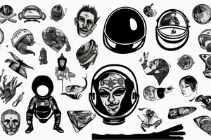 A man levitating with a astronaut helmet tattoo idea