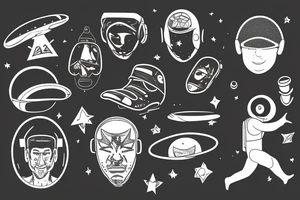 A man levitating with an astronaut helmet tattoo idea