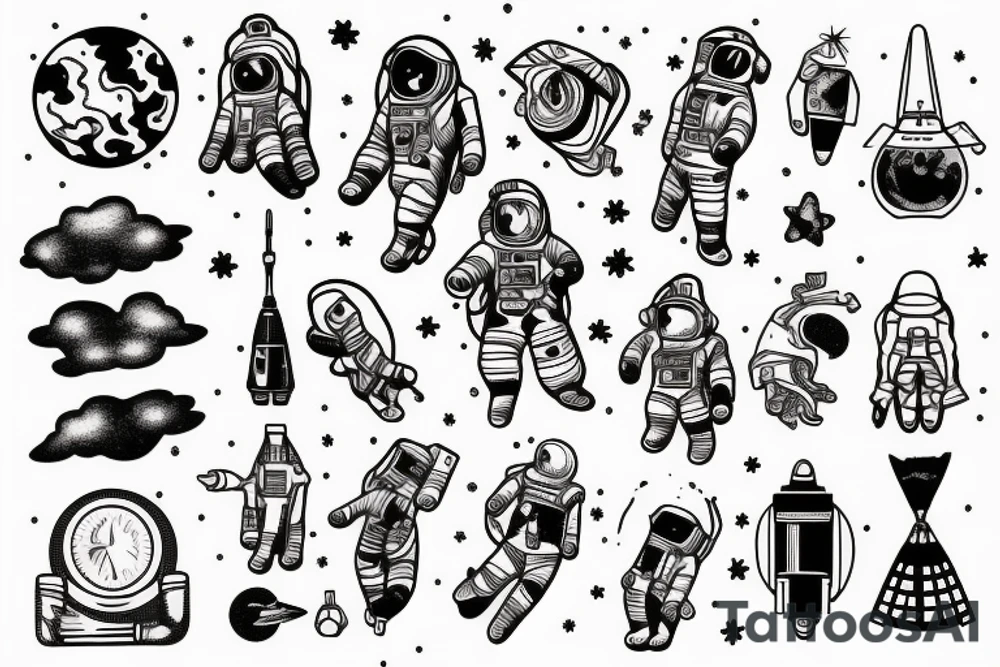 an astronaut levitating tattoo idea