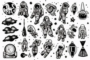 an astronaut levitating tattoo idea