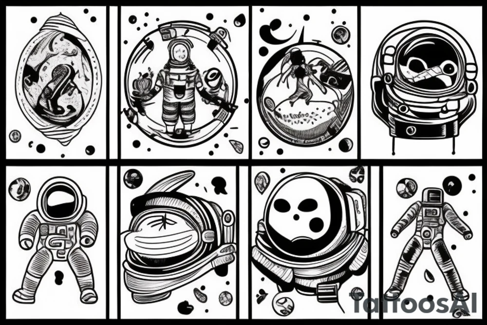an astronaut levitating tattoo idea