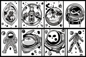 an astronaut levitating tattoo idea