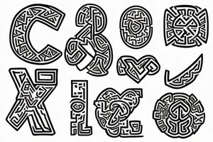 create an Adinkra code for peace , love , prosperity and power tattoo idea