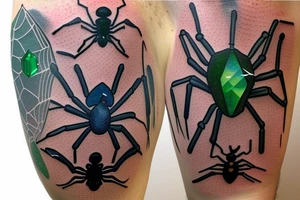 spider with emerald gemstone abdomen tattoo idea