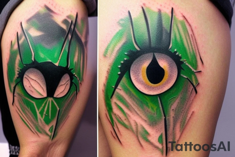 Spider with emerald eyes emerald abdomen tattoo idea