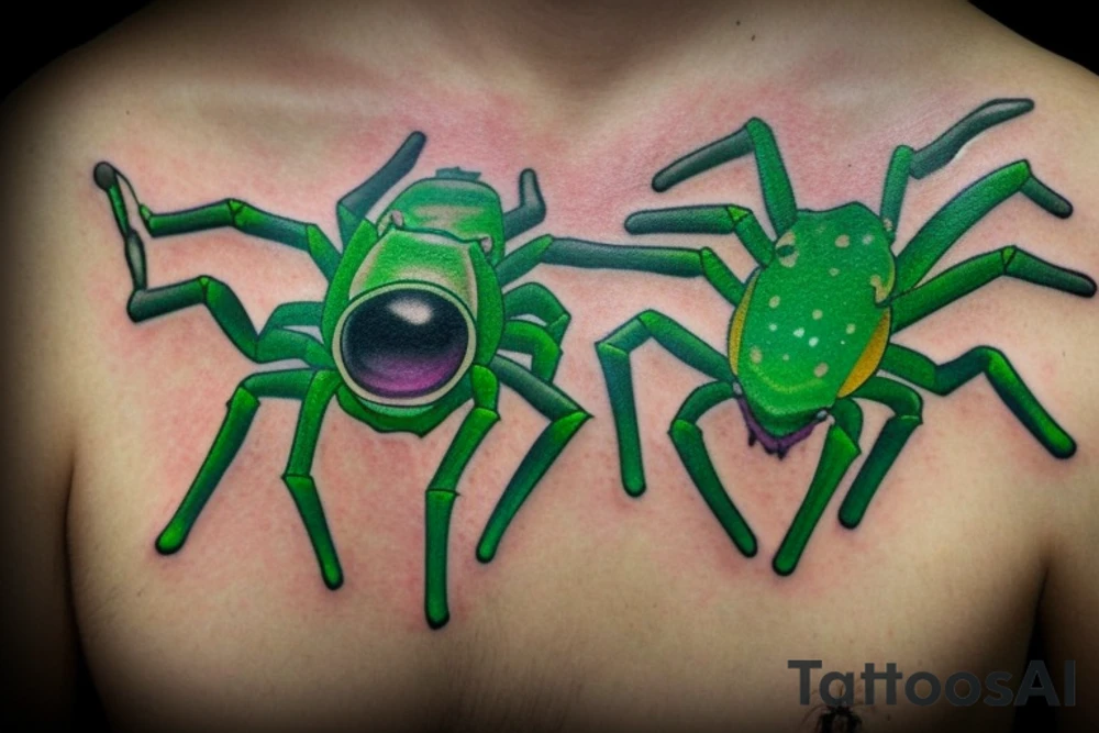 Spider with emerald eyes emerald abdomen tattoo idea