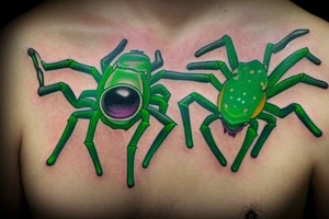 Spider with emerald eyes emerald abdomen tattoo idea