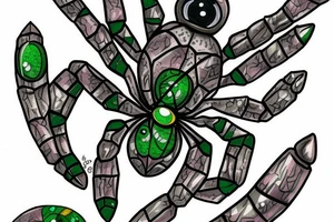 Spider with emerald gemstone eyes emerald gemstone abdomen tattoo idea