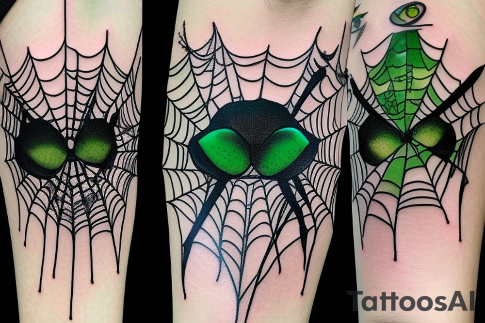 Spider with emerald gemstone eyes emerald gemstone abdomen tattoo idea