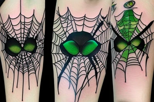 Spider with emerald gemstone eyes emerald gemstone abdomen tattoo idea