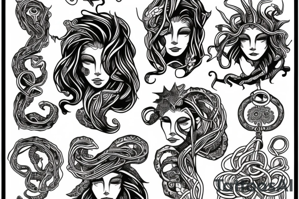 Medusa beautiful in color tattoo idea