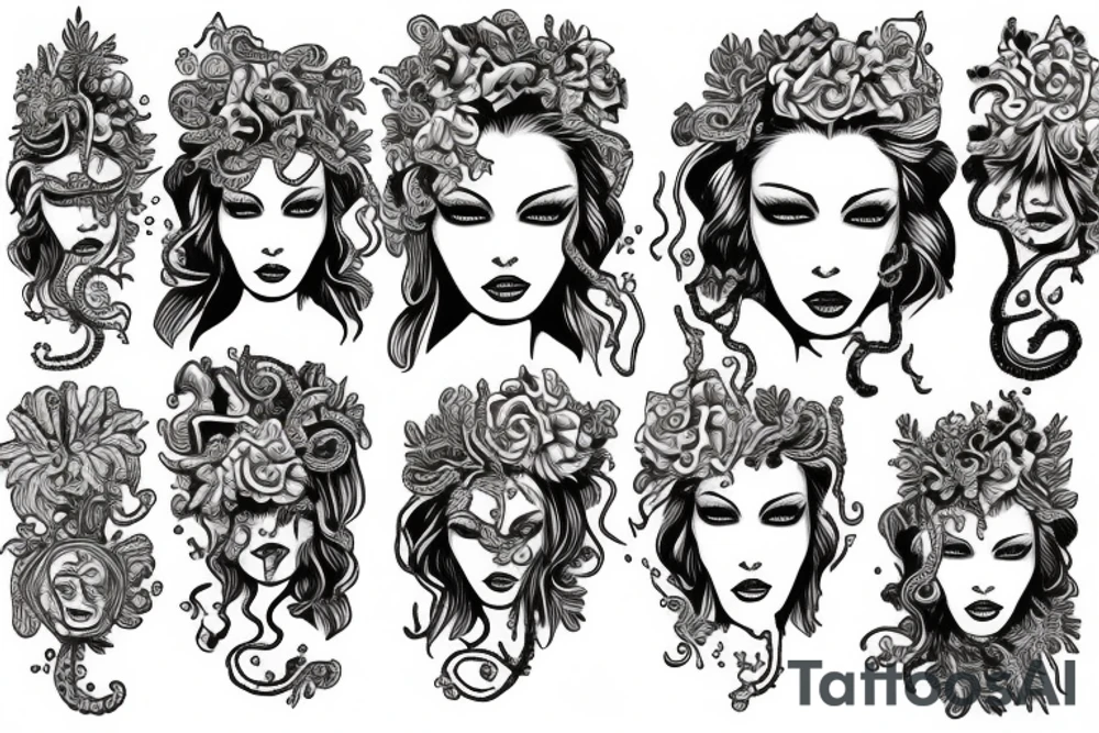Medusa beautiful in color tattoo idea