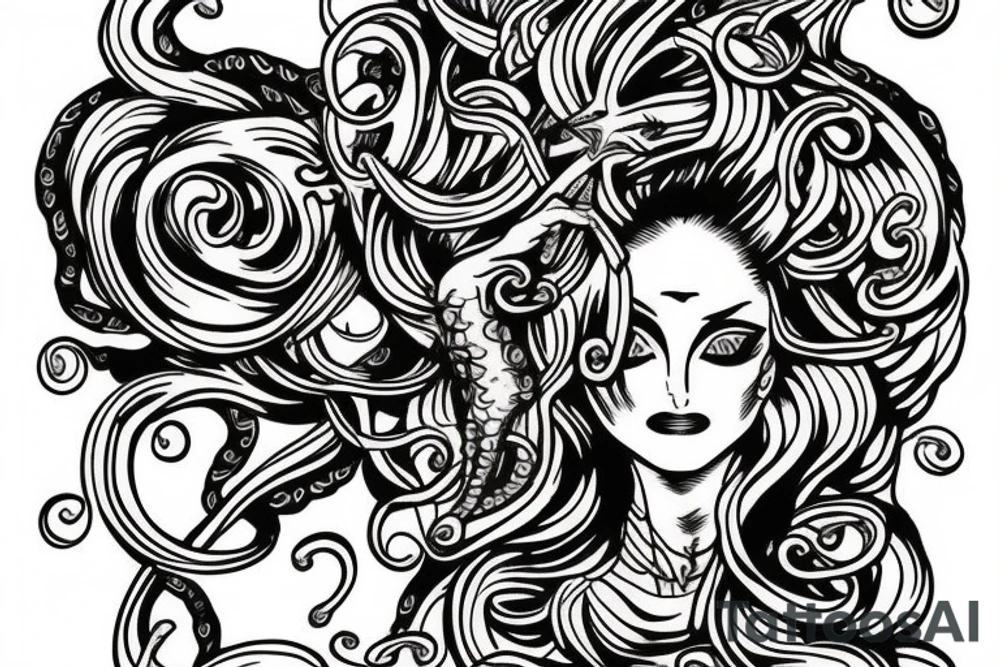 Medusa beautiful in color tattoo idea