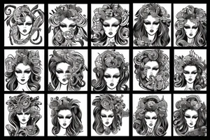 American Traditional Medusa beautiful in color tattoo idea