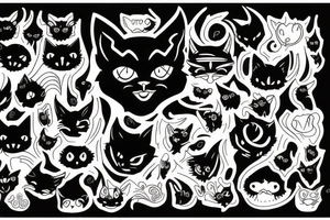 black cat with devil horns tattoo idea