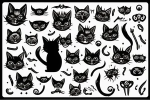 black cat with devil horns tattoo idea