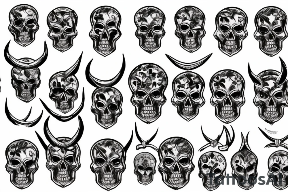 Skull devil horns tattoo idea